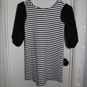 black and white striped girls dress